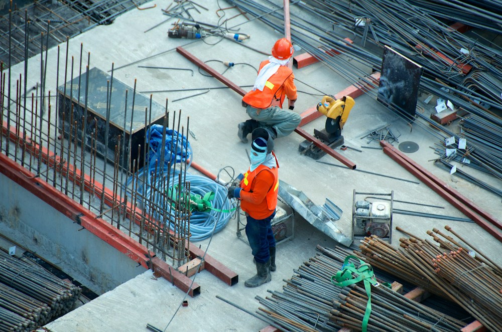 Site crew working on a reinforced concrete structure