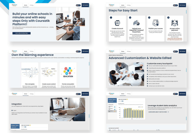 Coursatik learning platform pages